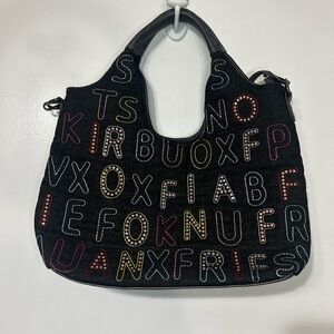 Alphabet Letters Embroidered Firano Collection Multicolor Teacher Handbag Purse